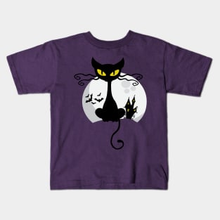 Black Cat Halloween edition Kids T-Shirt